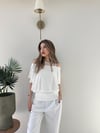 Yaka Detay Bel Drape Modal Tişört Beyaz 2252