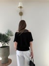 Yaka Detay Bel Drape Modal Tişört Siyah 2252