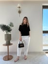 Yaka Detay Bel Drape Modal Tişört Siyah 2252