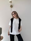 Yaka Fular Detay Tişört ve Pantolonlu Modal Kumaş İkili Takım Siyah 2140