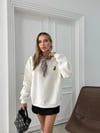 YAKA FULARLI NAKIŞDETAY SWEAT BEYAZ