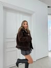 YAKA VE BEL KEMERLİ ŞERİT DETAY TEDDY MONT KAHVE