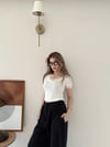 Yaka Ve Kol Dantel Detay Modal Bluz Beyaz 2134
