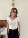 Yaka Ve Kol Dantel Detay Modal Bluz Beyaz 2134