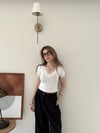 Yaka Ve Kol Dantel Detay Modal Bluz Beyaz 2134