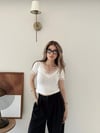 Yaka Ve Kol Dantel Detay Modal Bluz Beyaz 2134