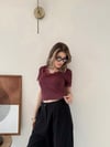 Yaka Ve Kol Dantel Detay Modal Bluz Mürdüm 2134