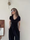 Yaka Ve Kol Dantel Detay Modal Bluz Siyah 2134