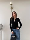 Yaka Ve Kol Manşet Detay Triko Bluz Siyah 2066