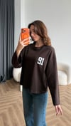Yaka ve Sırt Baskı Detay Sweat Kahve 2476