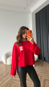 Yaka ve Sırt Baskı Detay Sweat Kırmızı 2476