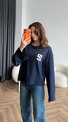 Yaka ve Sırt Baskı Detay Sweat Lacivert 2476