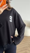 Yaka ve Sırt Baskı Detay Sweat Siyah 2476