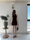 Yaka Zincir Detay Bel Drape Sandy Mini Elbise Acı Kahve 2260