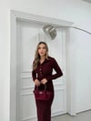 YAKALI DÜĞME DETAY FİTİLLİ OTTOMAN ELBİSE MÜRDÜM