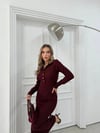YAKALI DÜĞME DETAY FİTİLLİ OTTOMAN ELBİSE MÜRDÜM