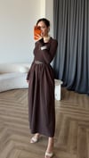 Yakalı Kemer Detay Elbise Acı Kahve 2430
