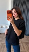 Yarasa Kol Dantel Detay Triko Bluz Siyah 2409