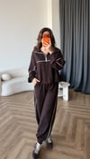 Yarım Fermuar Biye Detay Sweat ve Pantolonlu Modal İkili Takım Acı Kahve 2431