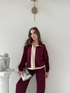 YARIM FERMUARLI GARNE DETAY İKİLİ MODAL TAKIM BORDO