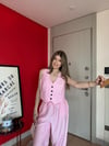 Yelek ve Pantolonlu Çilek Kumaş İkili Takım Pembe 2161