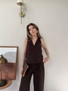 Yelek ve Pantolonlu Keten İkili Takım Acı Kahve 2341