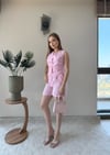 Yelek ve Şortlu İkili Keten Takım Pembe 2373