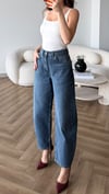 Yüksek Bel Yıkamalı Balon Jean Mavi 2530