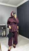 Fırfırlı Pantolon Takım Bordo 