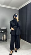 Fırfırlı Pantolon Takım Siyah