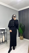 Püskül Hırkalı Siyah Triko Elbise