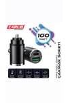 Type-c Usb Araç Çakmaklık 100w Mini Hızlı Şarj Cakmak Soketi Araba Şarz Aksesuarı