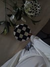 Siyah Beyaz Dama Desenli Stoneware Sunum Tabağı