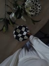 Siyah Beyaz Dama Desenli Stoneware Sunum Tabağı