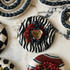 Siyah Beyaz Zebra Desenli Stoneware Sunum Tabağı