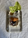 Stoneware Desenli Çiçek Sunum Tabağı