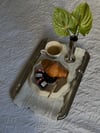 Stoneware Desenli Çiçek Sunum Tabağı