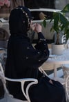 Nakışlı Abaya Şal Takım Lacivert