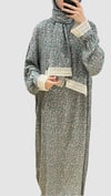 Uzun Şallı, Fermuarlı ve Dantelli %100 Pamuk Namaz Elbisesi Mint Yeşili