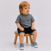  Unisex Bebek Waffle Kumaş Şortlu Takım Gri Siyah Yazlık Kombin