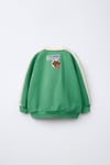 Çocuk California Baskılı Bisiklet Yaka Sweatshirt – Renk Bloklu Uzun Kollu Unisex Model