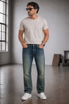 Connemara Jeans Erkek Likralı Regular Fit Mavi Jean Pantolon Yıkamalı Rahat Kalıp Denim