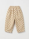 Connemara Kids Unisex Kare Desenli Balloon Fit Çocuk Pantolon Bej Beyaz Rahat Kalıp