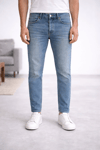 Erkek Açık Mavi Tapered Fit Jean Pantolon – 5 Cepli, Esnek Denim