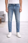 Erkek Açık Mavi Tapered Fit Jean Pantolon – 5 Cepli, Esnek Denim