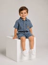 Erkek Çocuk Kot Gömlek Şort Takım – Yazlık Denim Alt Üst Takım
