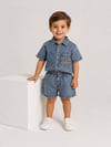 Erkek Çocuk Kot Gömlek Şort Takım – Yazlık Denim Alt Üst Takım