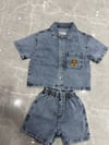 Erkek Çocuk Kot Gömlek Şort Takım – Yazlık Denim Alt Üst Takım