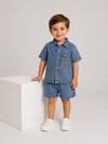 Erkek Çocuk Kot Gömlek Şort Takım – Yazlık Denim Alt Üst Takım