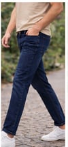 Erkek Slim Fit Lacivert Kot Pantolon – Paça Katlamalı, Doğal Yıkama